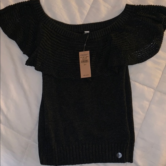 NEW Charcoal Grey Off-the-shoulder sweater - Picture 1 of 3